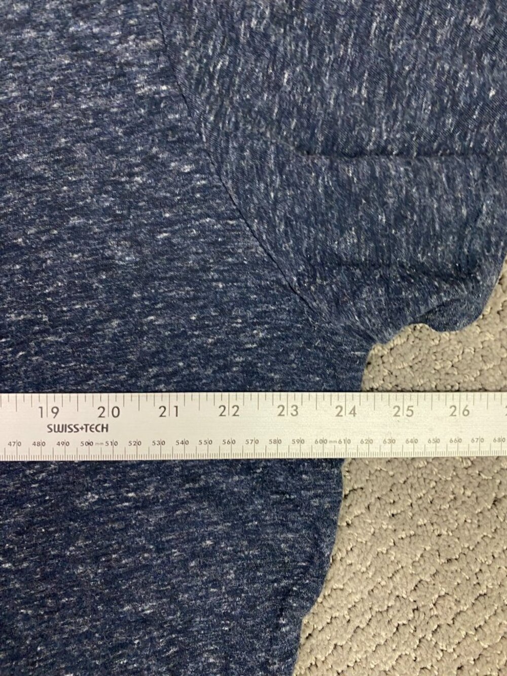 Buck Mason T-Shirt Mens XL Blue Heather Slub Curved Hem Tee Stretch Short Sleeve - Picture 6 of 7